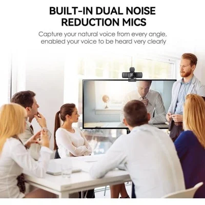 Ausdom 4K Webcam, Autofocus, Built-In Microphone, Frames 4K/30Fps, Usb2.0 (Add Type-C Rotary)- Black